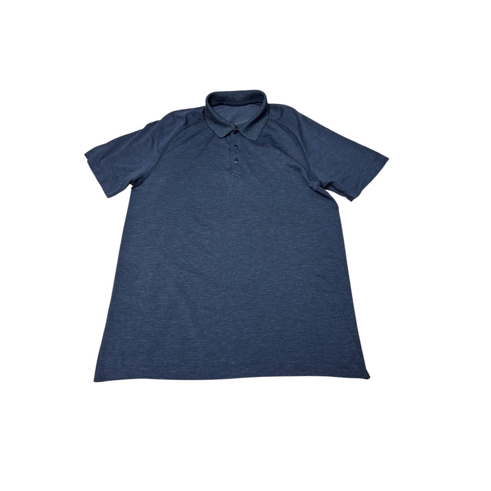 Lululemon Metal Vent Tech Polo Shirt Mens Large Navy Blue Short Sleeve Golf Top